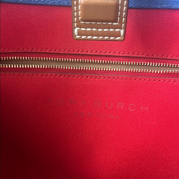 Tory Burch Red and Blue Canvas Tote - Picture 7 of 7